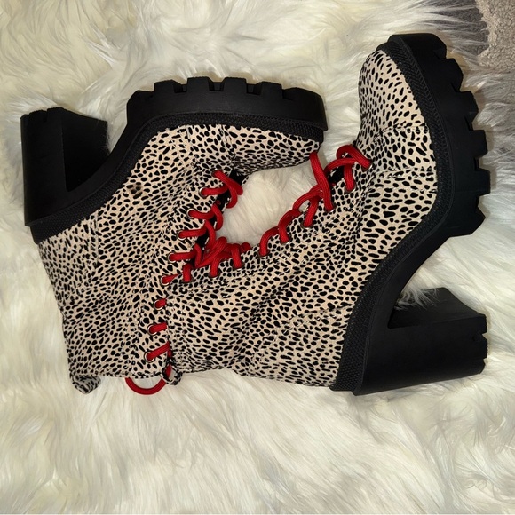 Gianni Bini Ryedderr Cheetah Print Heeled Lug Sole Combat Boots- NWOB - Picture 10 of 12